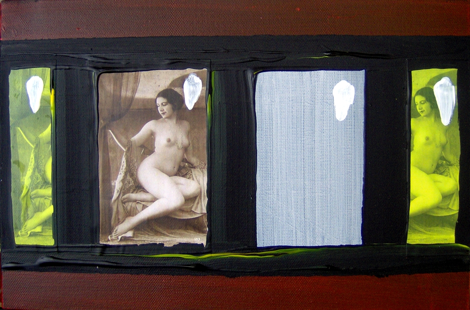 Painting "Naked vintage green B41" Unique work piece
